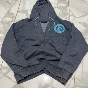 Y2K DC Heather Gray Hoodie with Teal Accents
